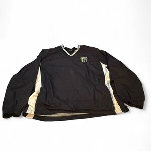 Sport-Tek monster energy Black and Cream V-Neck Pullover windbreaker